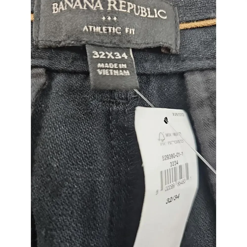 Banana‎ Republic Athletic Pants 32 x 34 Black Linen-Blend Pants NWT